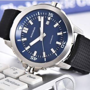 Montre automatique pour homme en cuir véritable, 10 ATM, verre saphir, acier inoxydable 316L, personnalisée, mouvement automatique 45 mm, argent - Product Image 4