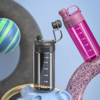 Bouteille de 650 ml de qualité alimentaire avec bouchon anti-poussière, paille, bec verseur anti-fuite et système de verrouillage pour boire directement lors d'activités de plein air et de camping