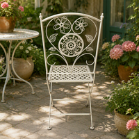 Chaise pliante en métal décorative pour bistrot, jardin, terrasse, extérieur, en acier thermolaqué, pour mariage, banquet, vente en gros