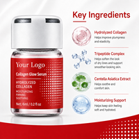 Sérum Visage Hydratant et Raffermissant au Collagène Hydrolysé, Effet Éclat, Faible MOQ, OEM ODM, Flacon en Verre