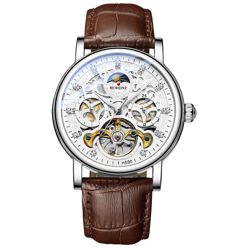 หนังสีน้ำตาล-เหล็กสีขาว-แป้งสีขาว