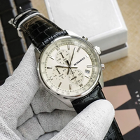 Nouvelle montre multifonction en quartz de luxe pour hommes avec cadran personnalisé avec logo, bracelet en cuir de 22 mm