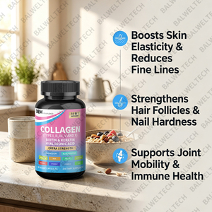 Cápsulas de Colágeno OEM para Mujeres, Complejo de Colágeno Múltiple con Vitamina C, Biotina y Queratina, para el Crecimiento de Piel, Cabello y Uñas - Product Image 3