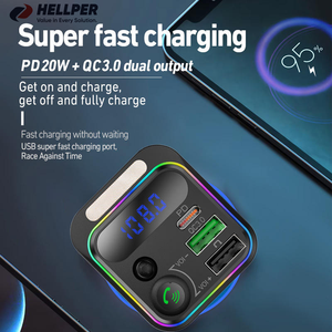 Hellper <span class=keywords><strong>voiture</strong></span> Portable pour Bluetooth lecteur de <span class=keywords><strong>musique</strong></span> MP3 charge rapide <span class=keywords><strong>transmetteur</strong></span> FM QC3.0 chargeur de téléphone de <span class=keywords><strong>voiture</strong></span> Port USB PD20W Mobile - Product Image 6