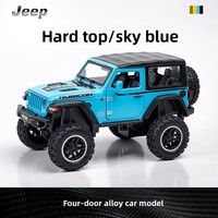Modèle de voiture miniature en métal à l'échelle 1:24, Wrangler Rubicon, jouet avec effets sonores et lumineux, action de recul, 4 portes ouvrables, grandes roues, tout-terrain, pour garçons