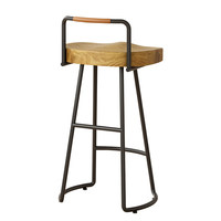 Chaise de bar commerciale en bois massif, tabouret de bar haut en bois pour la maison, restaurant, café, avec repose-pieds en métal