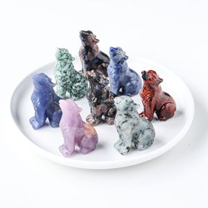 Statue de loup en cristal naturel à succès, figurine d'animal, ornements de croyance spirituelle pour la décoration de la maison, ami loup en cristal - Product Image 1
