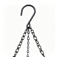 Panier suspendu en fil métallique noir avec doublure en fibre de coco pour décoration extérieure de jardin et patio, pot de fleurs robuste – Vente en gros