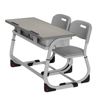 Ensemble de bureau et chaise d'école à deux places, hauteur réglable, structure métallique, pliable, mobilier de classe