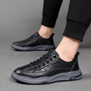 Men's Genuine <b>Leather</b> Retro Shoes Round Toe Breathable Mesh Lining Rubber Outsole EVA Midsole Spring Casual Chunky <b>Sneakers</b> - Product Image 3
