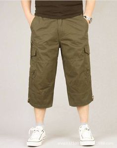 กางเกงขาสั้นคาร์โก้3/4ยาวถึงเข่ามีกระเป๋าหลายกระเป๋าฤดูร้อน - Product Image 6