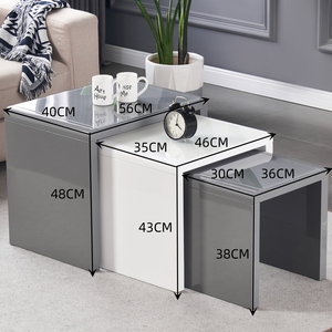 Đồ nội thất phòng khách MDF với màu trắng và màu xám cao bóng và trung tâm thiết kế Bàn cà phê bàn làm tổ - Product Image 2