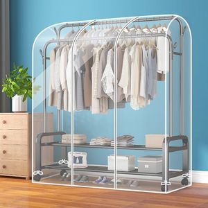 New type of floor-standing dustproof and moisture-proof transparent <b>clothes</b> hanger cover for dormitories - Product Image 3