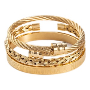 2026 Hot-Selling Stainless Steel Punk Style <strong>Bracelet</strong> Set-Roman Numeral Bangle &amp; Titanium Steel Cross Chain <strong>Combo</strong> for Men Party - Product Image 6