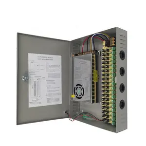 CCTV 12V 20A 18CH Channel Switch Power Supply Enclosure Distribution Metal Box for Surveillance Cameras (12V20A18CH-G)