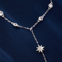 Bracelet chaîne de main en argent 925 avec étoile à huit branches et zircon artificiel pour femme, idéal pour le quotidien et les soirées