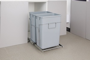 Cuisine intégrée sous l'armoire évier tiroir coulissant panier poubelle en plastique 35L * <span class=keywords><strong>2</strong></span> poubelle poussière poubelle - Product Image 5