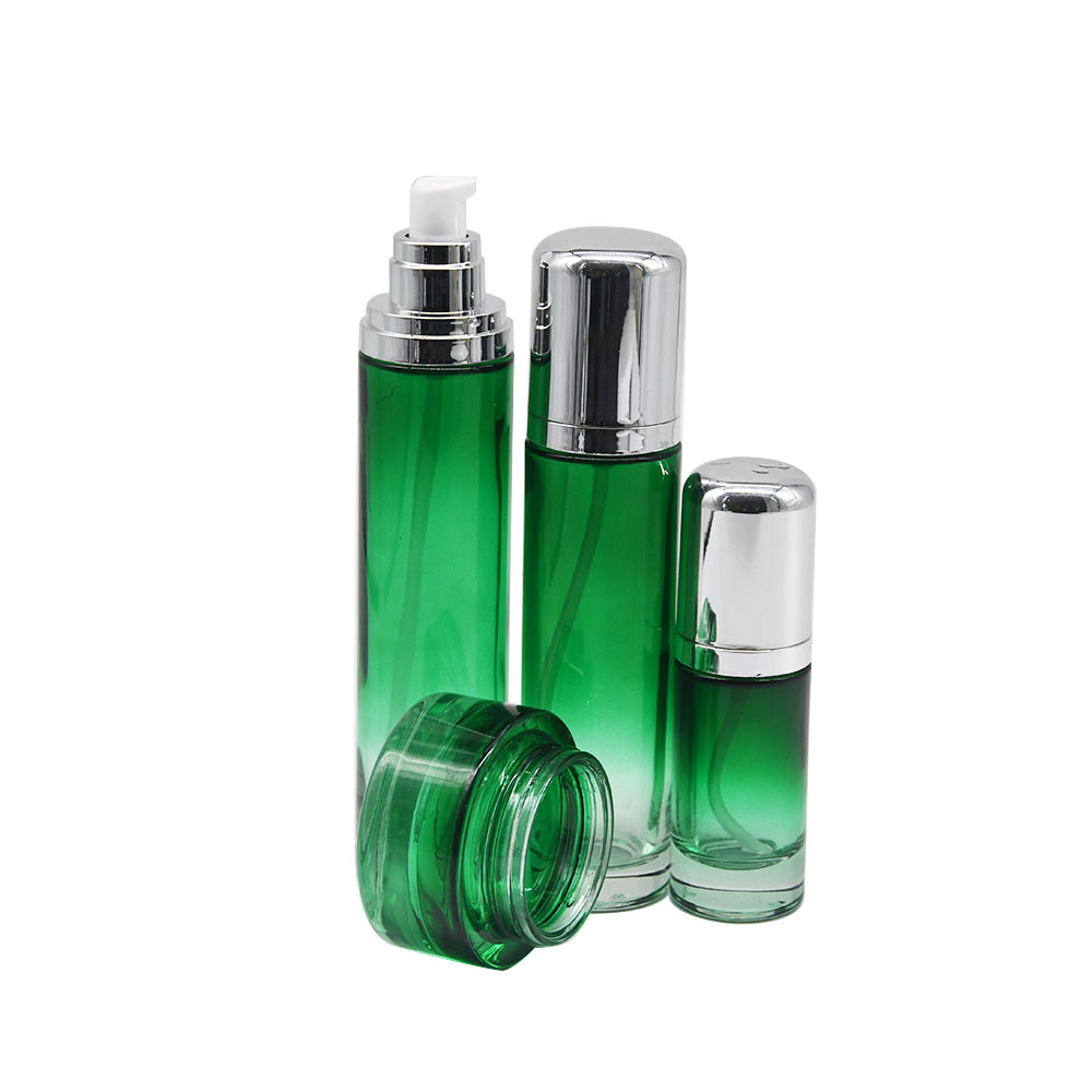 30毫升100毫升120毫升透明绿色玻璃瓶精油乳液瓶50g面霜化妆品包装