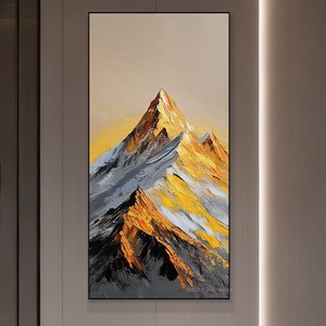 Pintura al Óleo Pintada a Mano, Montañas Doradas, Impresionismo, Marco de Metal, Gran Tamaño, Arte Moderno Minimalista para Decoración de Pared de Sala de Estar - Product Image 3