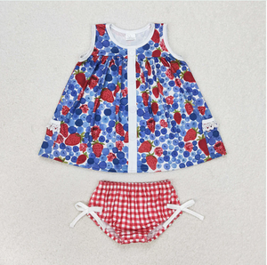 Sibling Baby Girls 4th Of July Shirt Bummie Sets - Product Image 6