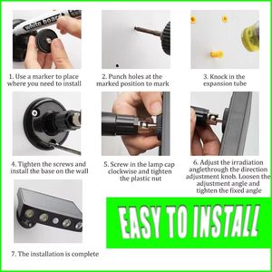 強力な4LED IP65ソーラーセキュリティライト屋外装飾センサーモーション<span class=keywords><strong>3</strong></span>モード充電式防水街路灯壁ナイトライト - Product Image 6