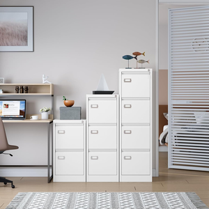 Meuble de classement vertical en métal blanc à 4 tiroirs avec serrure, design étroit, format A4/Légal/Lettre, pour <span class=keywords><strong>bureau</strong></span> à domicile - Product Image 6