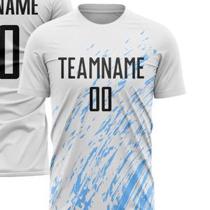 Maillot de football blanc et bleu à manches courtes, respirant, séchage rapide, pour entraînement et matchs, uniforme pour équipes masculines - Product Image 5
