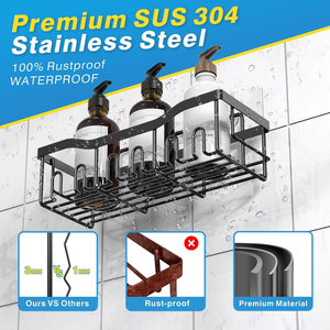 <b>Wall</b>-<b>Mounted</b> Metal 5-Layer Shower Caddy Storage Rack with No Drilling Bathroom <b>Shelf</b> - Product Image 5