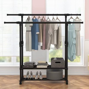 Perchero de pie simple con ruedas, organizador de ropa metálico extensible para dormitorio, balcón y uso doméstico - Product Image 1
