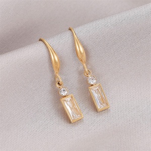 New Arrival Jewelry Stainless Steel Ear <b>Hook</b> <b>Earring</b> 18k Gold Plated Zircon Pendant <b>Earrings</b> - Product Image 3