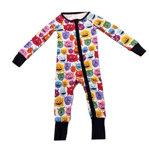 Pyjama bébé en bambou DH ODM, combinaison zippée douce et extensible, vêtements de nuit respirants pour tout-petits, impression personnalisée - Product Image 2