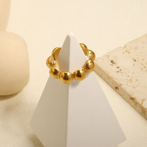 반구형 용접 스테인레스 스틸 반지 18K 금도금 방수 colorfast 패션 멋진 소녀 손가락 반지 트렌디 한 보석 - Product Image 4