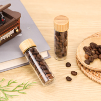 Tube de stockage de grains de café en verre transparent réutilisable de 17 ml avec couvercle en bambou naturel