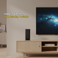 ANTENNA de TV Interior Plana Mini de Plástico ANTOP, Horizontal y Vertical, para Mesa, Rango de Frecuencia 470-862MHz, Impedancia 75, 20dB