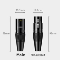 Connecteur de conversion de câble audio Ugreen XLR 3 broches mâle-femelle pour haut-parleur, microphone et amplificateur