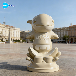 Sculpture en résine et FRP de petit requin mignon, art de dessin animé pour la décoration de la maison - Product Image 1