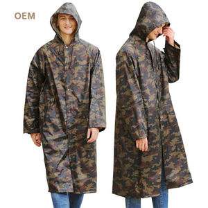 Chubasquero largo <span class=keywords><strong>de</strong></span> camuflaje para adultos <span class=keywords><strong>de</strong></span> alta resistencia OEM, chubasquero <span class=keywords><strong>de</strong></span> poliéster grueso, chubasquero impermeable duradero para hombres - Product Image 1