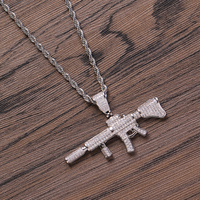 CN297 Collier en corde avec pendentif géométrique en laiton plaqué or/argent et zircon cubique glacé, bijoux hip-hop unisexe, cadeau de fête, usage quotidien