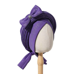 Elegante Turbante Islámico con Estampado Digital, Lazo y Adornos de Diamantes Brillantes, Pañuelo <span class=keywords><strong>para</strong></span> la Cabeza <span class=keywords><strong>para</strong></span> Mujer - Product Image 5
