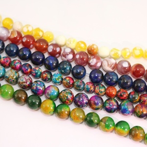 AB0877 New Rainbow Multicolor Multicolored <strong>Agate</strong> Gemstone Stone <strong>Beads</strong> Green Blue Red Yellow Fire <strong>Agate</strong> <strong>Beads</strong> - Product Image 1