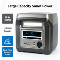 Station d'alimentation portable Heergyn 1500W 12.8V 100Ah, système de stockage d'énergie domestique tout-en-un 120V 220V, générateur solaire pour hôtel
