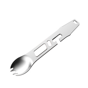 Juego de Cubiertos Multifunción para Exteriores con Silbato, Encendedor, Bolsa, Herramienta EDC, Cuchillo, Tenedor, Cuchara, Acero Inoxidable, Equipo de Viaje Compacto - Product Image 2