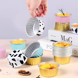 Contenedores Desechables de Aluminio de 120 ml para Postres, Moldes para Cupcakes con Tapas para Hornear Muffins, Mini Pasteles, Tazas de Papel de Aluminio para Postres - Product Image 4
