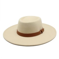 Chapeau Fedora Gambler en feutre d'hiver pour femme avec ceinture décorative en polyfaux daim et motif uni