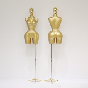 Maniquí <span class=keywords><strong>de</strong></span> Mujer con Curvas en la Parte Superior del Cuerpo BBL - <span class=keywords><strong>Busto</strong></span> Ajustable, Caderas Pequeñas, Opciones con Cabeza/Sin Cabeza con Soporte Dorado - Product Image 3