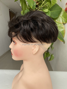Toupet da <span class=keywords><strong>Uomo</strong></span> di Alta Qualità Pre-tagliato con Base in Pizzo Svizzero e Attaccatura Naturale, Capelli Umani Europei Colore Nero con Nodi Sbiancati - Product Image 6