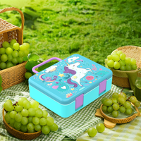 Boîte à lunch bento en silicone écologique en gros pour enfants, 5 compartiments, pliable, grande capacité, hermétique, anti-fuite, en plastique, chauffable