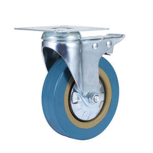 Roulettes pivotantes en caoutchouc PU silencieuses grises pour climatiseurs, chariots de service hôteliers et bases de machines à laver avec frein - Vente en gros - Product Image 1