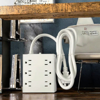 Multiprise murale étanche en cuivre et aluminium de 1,8 m avec 6 prises CA, protection contre les surtensions et les surcharges, indice IP67, cordon d'extension
