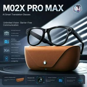 แว่นตาอัจฉริยะ M02X Pro Max Smart AI กล้อง HD 1300W หน่วยความจำในตัว 4G ระบบส่งสัญญาณ WIFI บันทึกภาพกลางแจ้ง แว่นตา AI MT5 ultra - Product Image 1